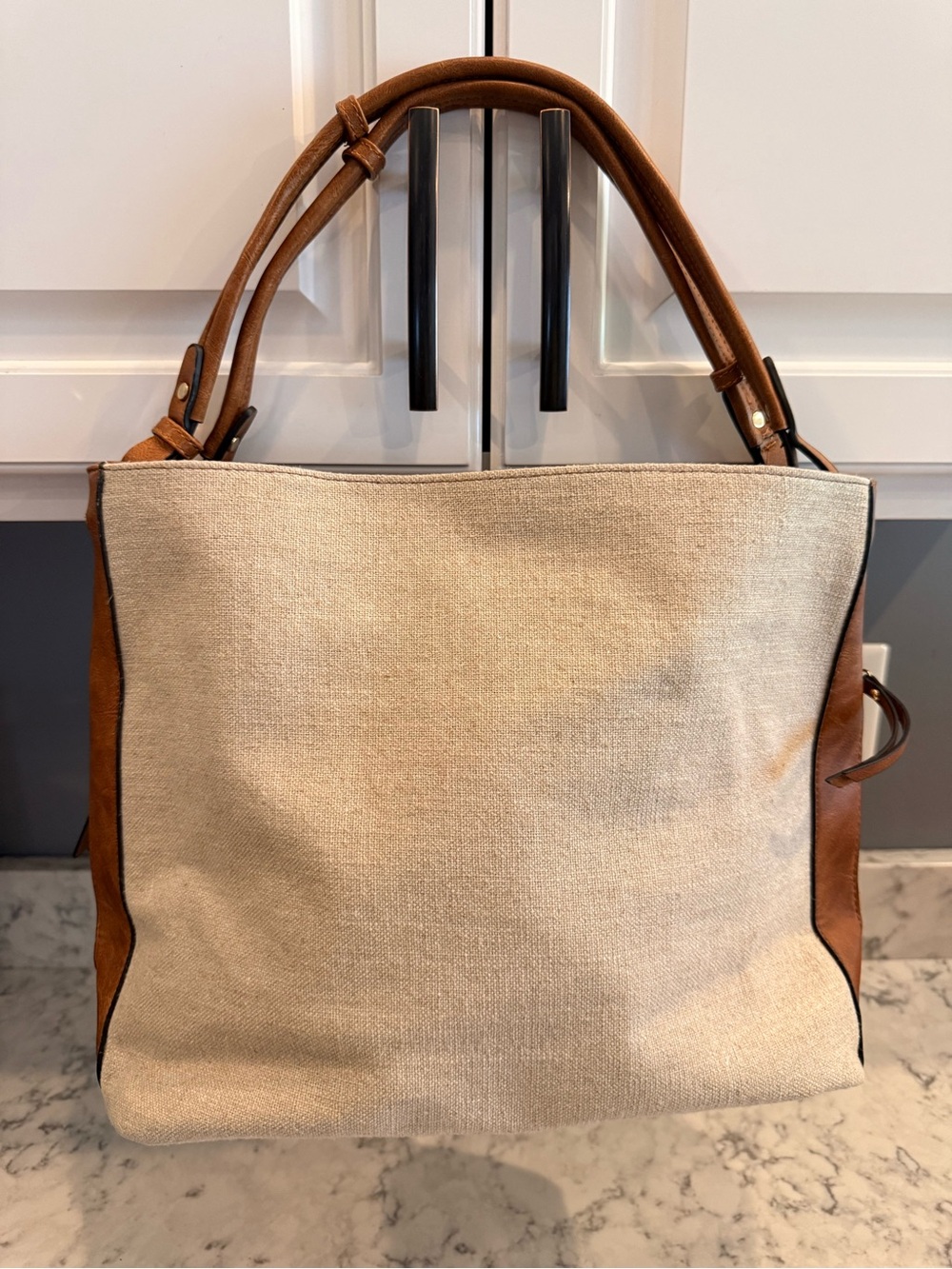 Coco + Carmen Insulated Wine Tote w/ Removable Insert Canvas & Leather Brown